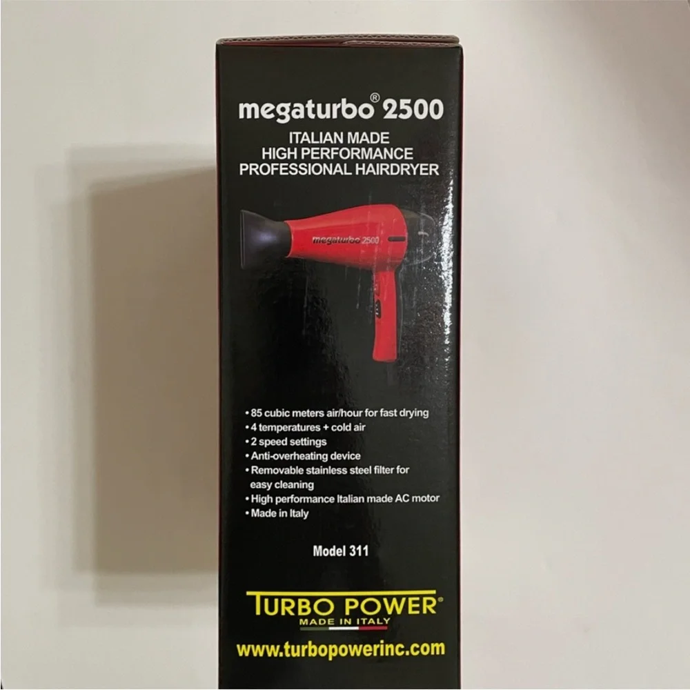 New MEGATURBO 2500 Italian High Performance Professional Handheld Hair Dryer